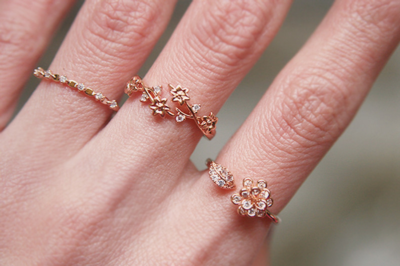 CZ Blossom Wrap Around Ring Rose Gold from kellinsilver.com