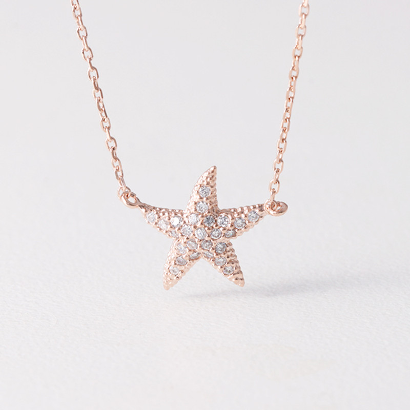 Swarovski Rose Gold Starfish Necklace Sterling Silver from kellinsilver.com