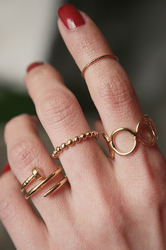 Yellow Gold Dot Stackable Rings Set of 3 from kellinsilver.com