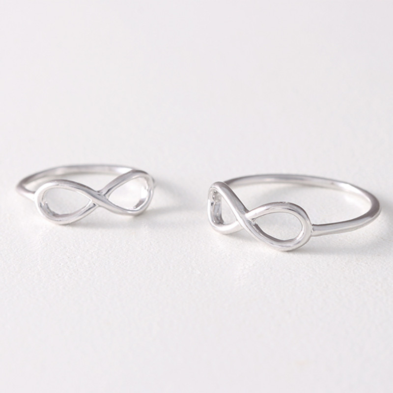 White Gold Infinity Midi Ring Set of 2 from kellinsilver.com