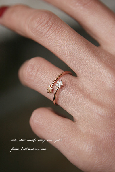Cute Star Wrap Ring Rose Gold from kellinsilver.com