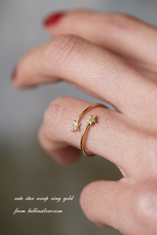 Cute Star Wrap Ring Gold from kellinsilver.com