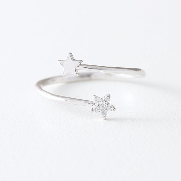Cute Star Wrap Ring White Gold from kellinsilver.com