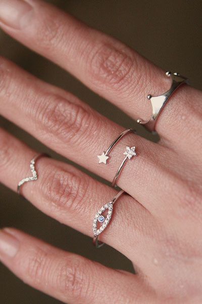 Cute Star Wrap Ring White Gold from kellinsilver.com