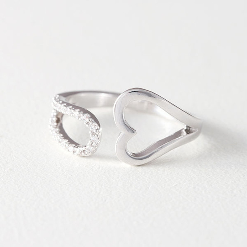CZ Heart Wrap Ring White Gold from kellinsilver.com