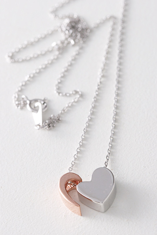 Rose Gold Combi Embrace Heart Necklace Sterling Silver from kellinsilver.com