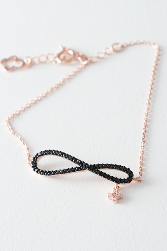 CZ Black Infinity Bracelet Rose Gold in Sterling Silver from kellinsilver.com