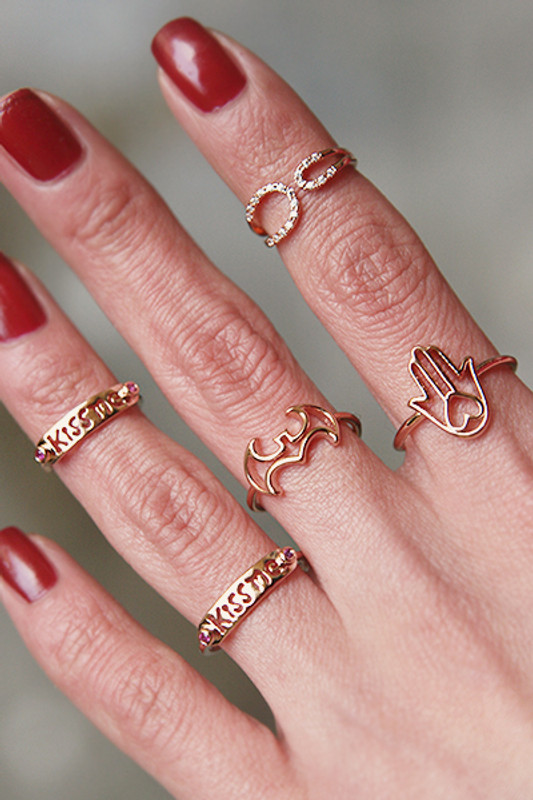 Rose Gold Kiss Me Midi Ring Set of 2 from kellinsilver.com