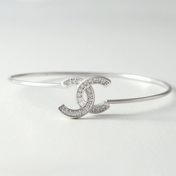 Swarovski White Gold Horseshoe Knot Bangle Bracelet