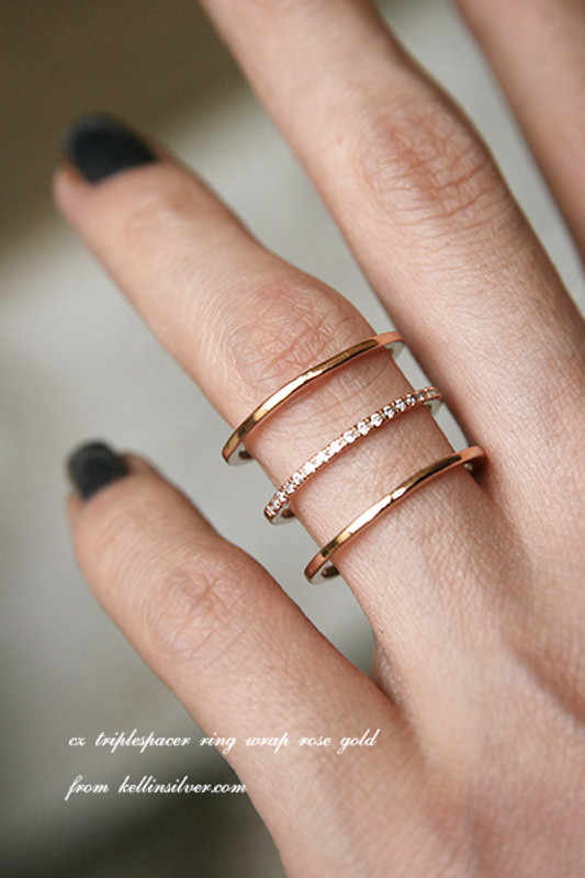 CZ Triple Spacer Ring Wrap Rose Gold from kellinsilver.com