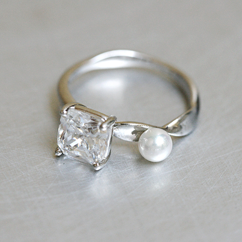 CZ and Pearl Bridge Ring Sterling Silver from kellinsilver.com
