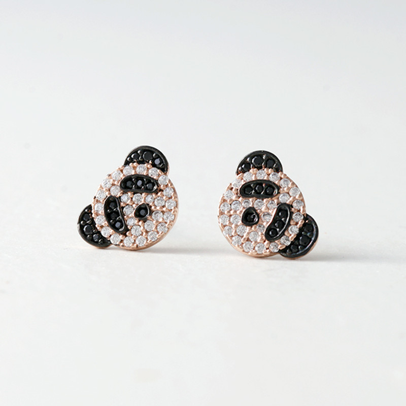 Swarovski Rose Gold Panda Studs Earrings from kellinsilver.com