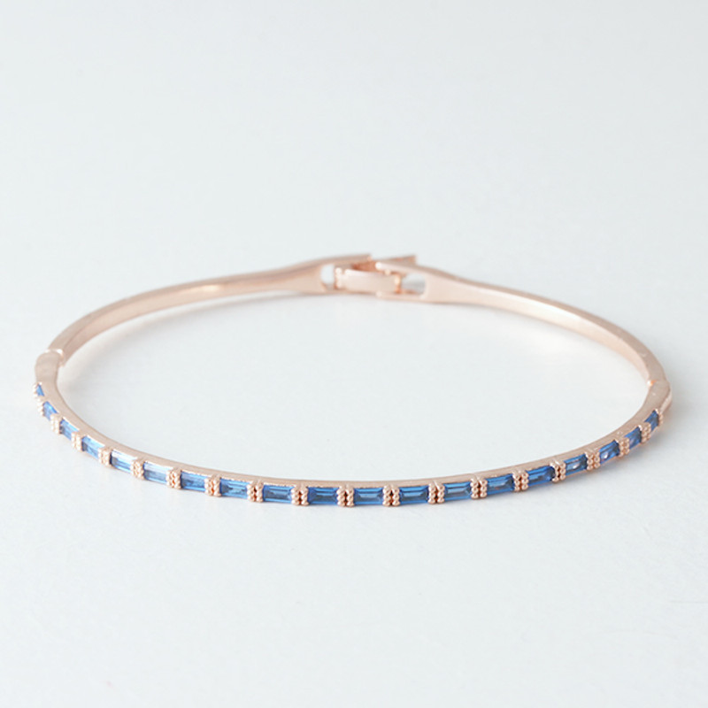 Swarovski Sapphire Rectangle Channel Bracelet Rose Gold Bangle from kellinsilver.com