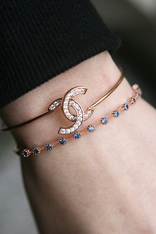 Swarovski Sapphire Delicate Bangle Rose Gold from kellinsilver.com