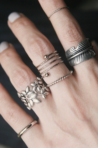 Oxidized Olive Leaf Ring Set of 3 from kellinsilver.com