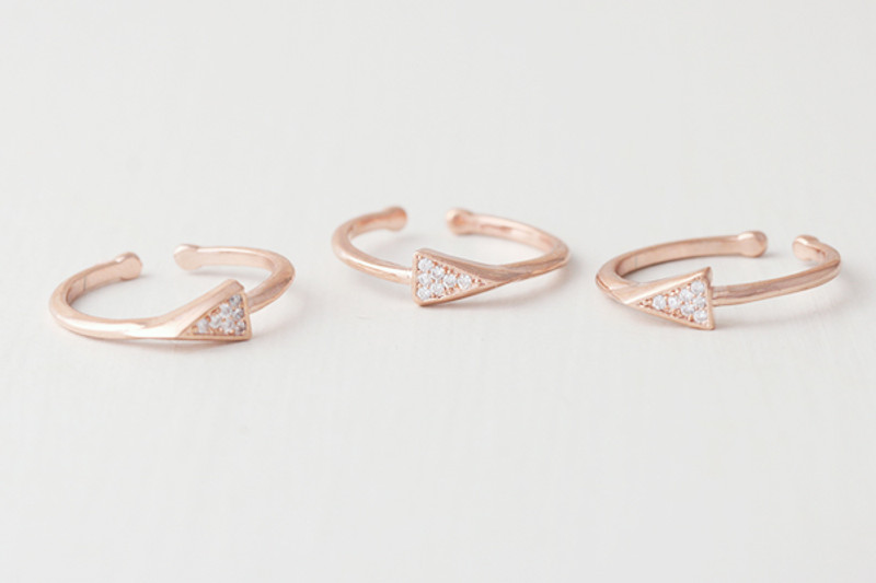 CZ Rose Gold Spike Stackable Ring Set from kellinsilver.com