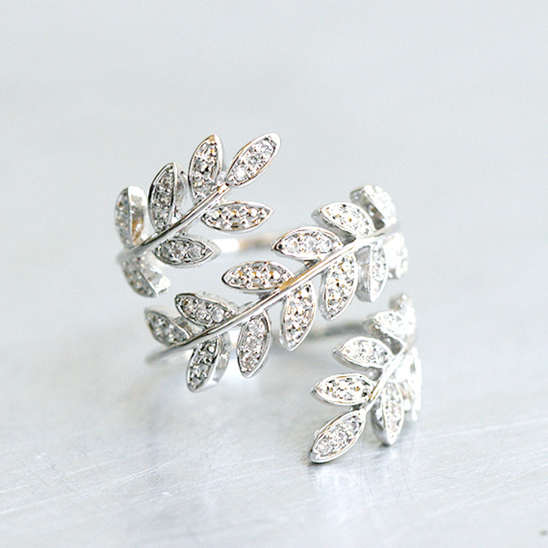 CZ White Gold Vine Ring Wrapfrom Kellinsilver.com