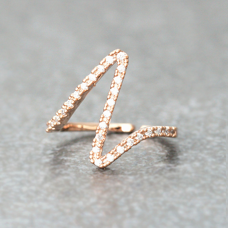 CZ Rose Gold Heartbeat Ring