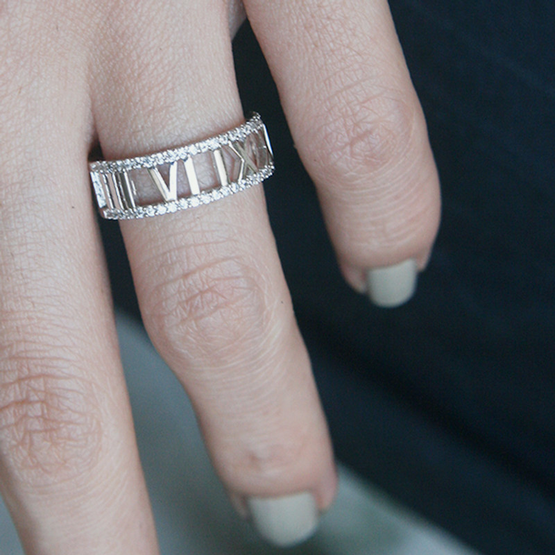 CZ Roman Numerals Ring Sterling Silver from kellinsilver.com