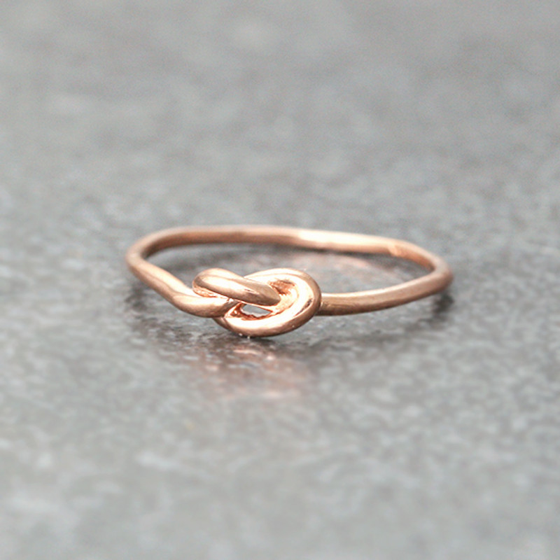 Thin Love Knot Ring Rose Gold Promise Ring from kellinsilver.com