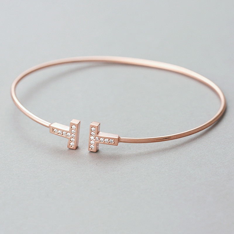 Rose gold t bar bracelet clearance
