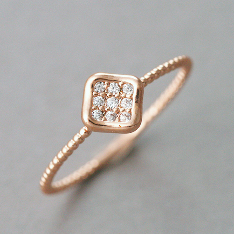 CZ Rose Gold Nugget Ring from kellinsilver.com