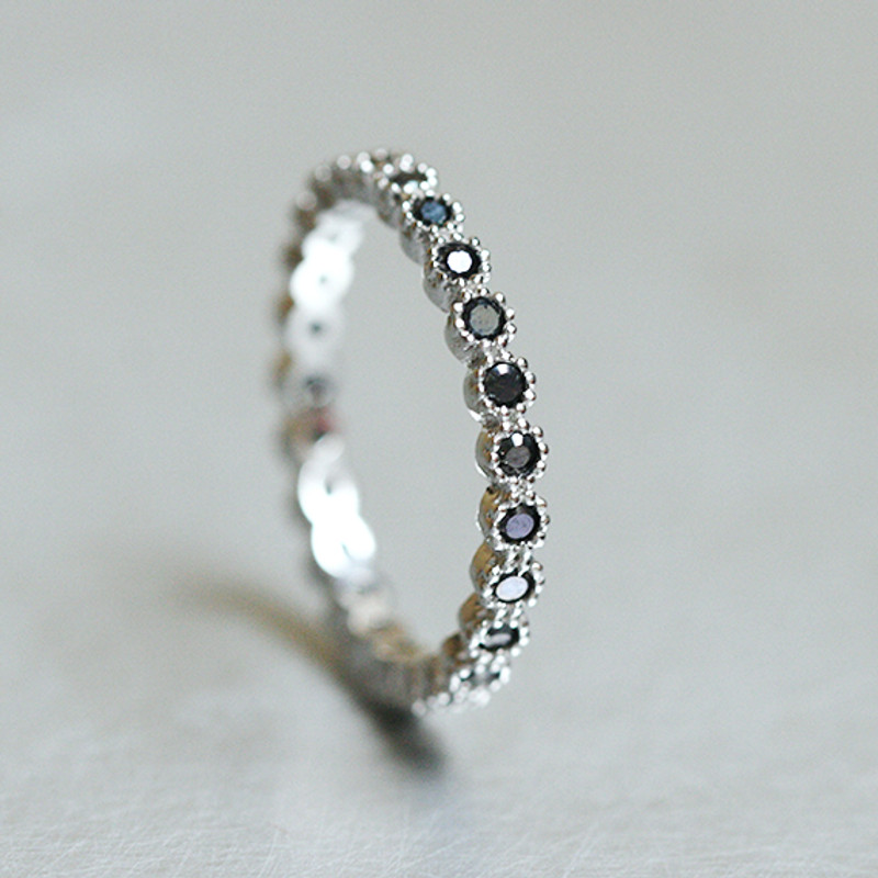 Black CZ Eternity Band Ring Sterling Silver from kellinsilver.com