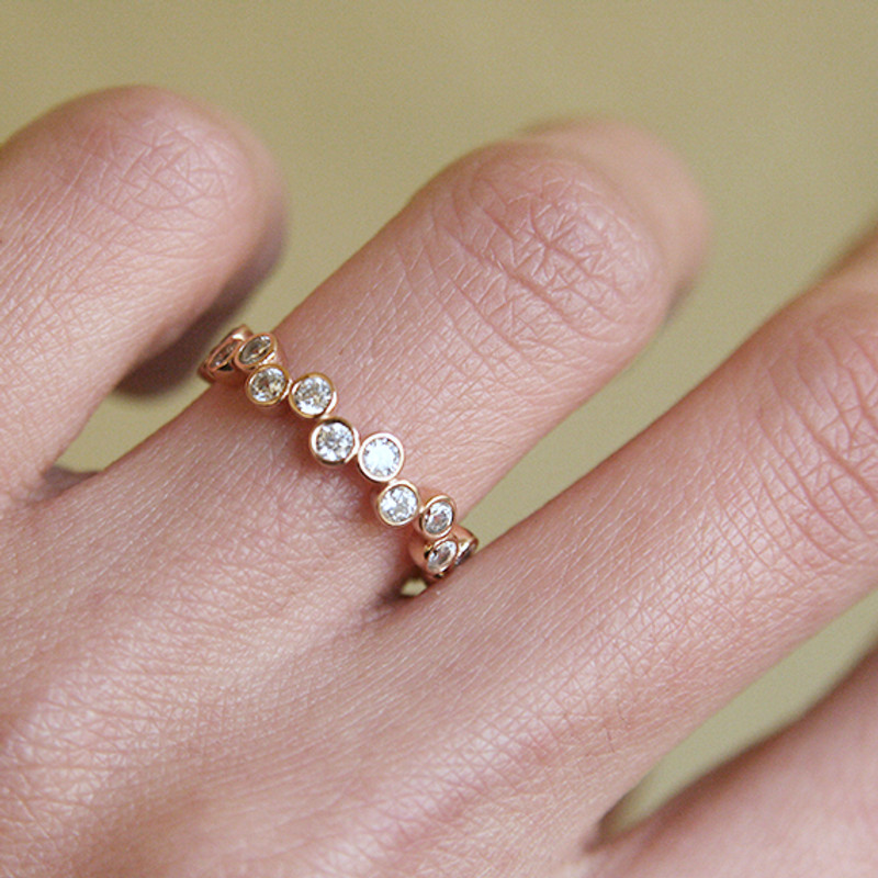 CZ Bezel Cluster Rose Gold Wedding Ring Sterling Silver from kellinsilver.com