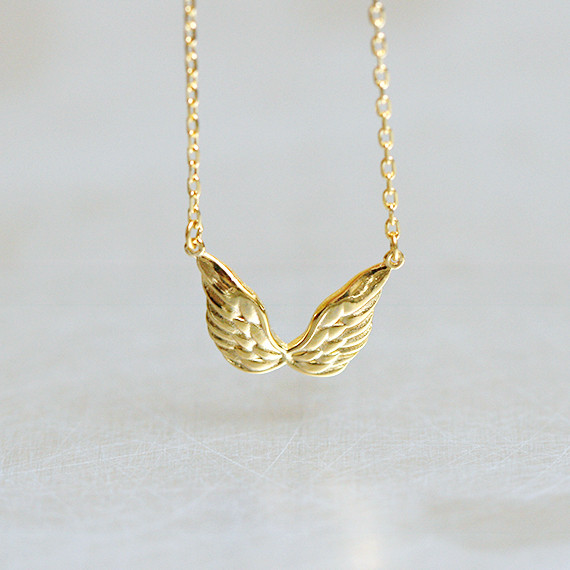 Gold Double Angel Wing Necklace Sterling Silver from kellinsilver.com