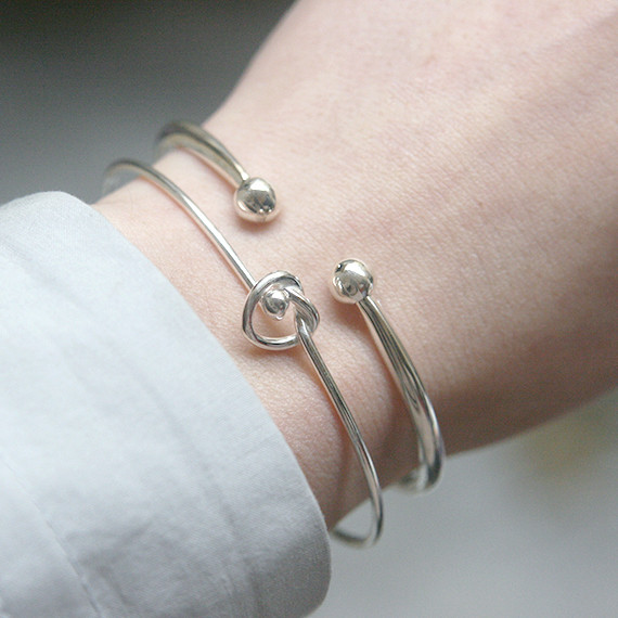 Sterling Silver Double Ball Bracelet Cuff