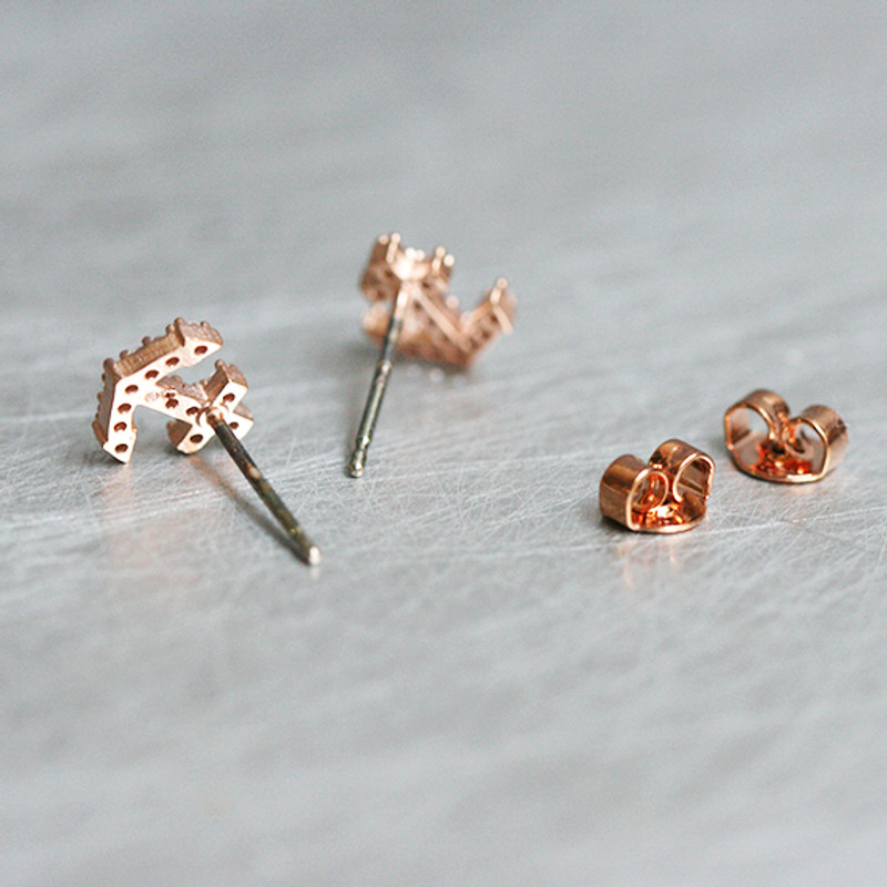 Swarovski Micro Pave Tiny Anchor Stud Earrings Rose Gold from kellinsilver.com