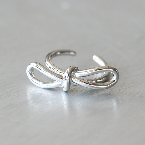 White Gold Promise Bow Knot Ring Sterling Silver from kellinsilver.com
