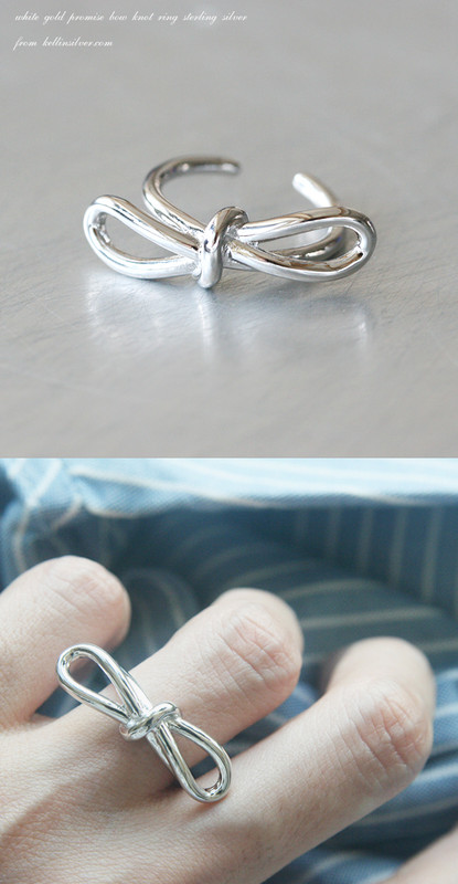 White Gold Promise Bow Knot Ring Sterling Silver from kellinsilver.com