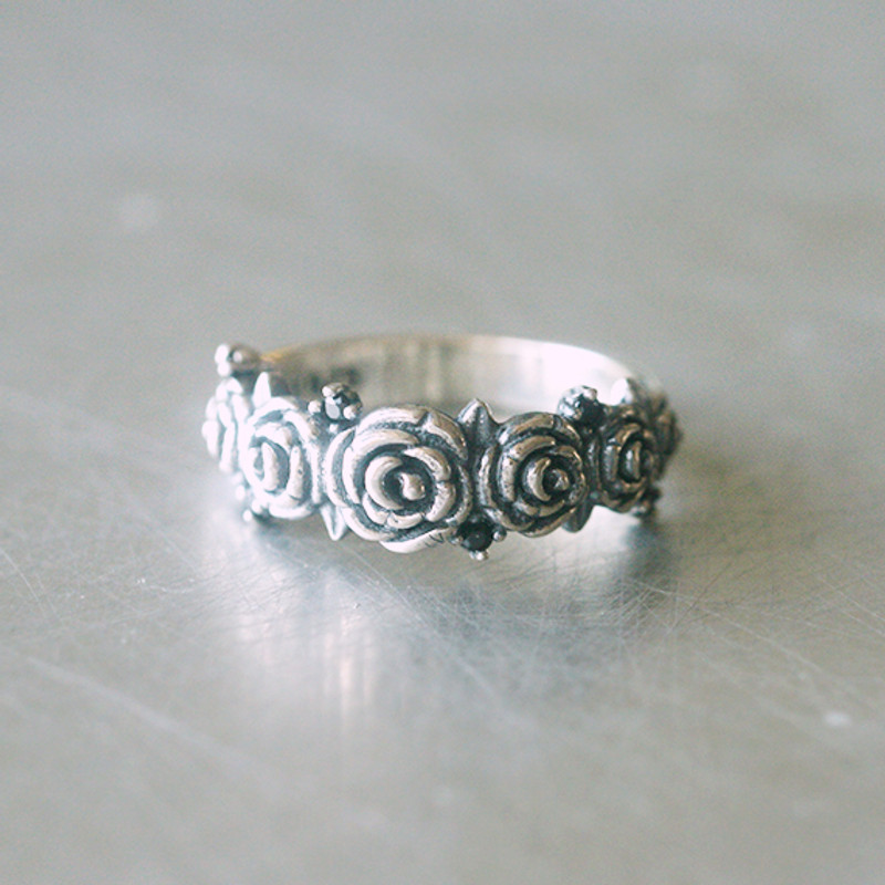 Oxidized Sterling Silver Vintage Inspired Rose Ring from kellinsilver.com