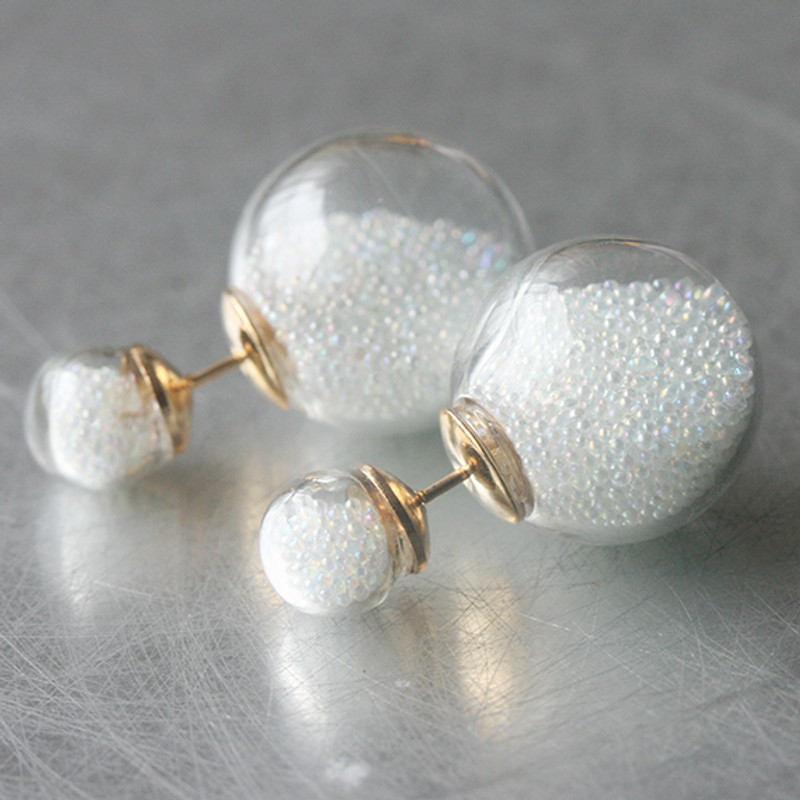 Dainty Pearl Bead in Ball Double Sided Earrings from kellinsilver.com