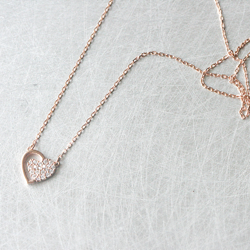 Rose Gold Embraced Heart Necklace Sterling Silver from kellinsilver.com