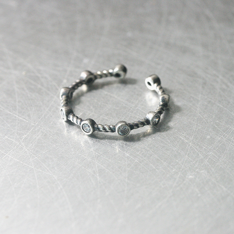 oxidized sterling silver cz bridge cuff ring from kellinsilver.com