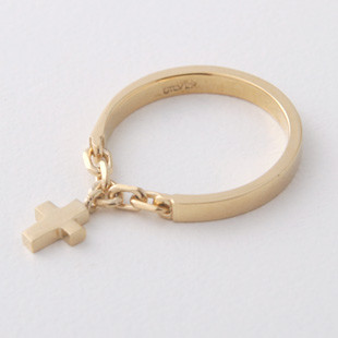 Gold Cross Charm Chain Ring Sterling Silver from kellinsilver.com
