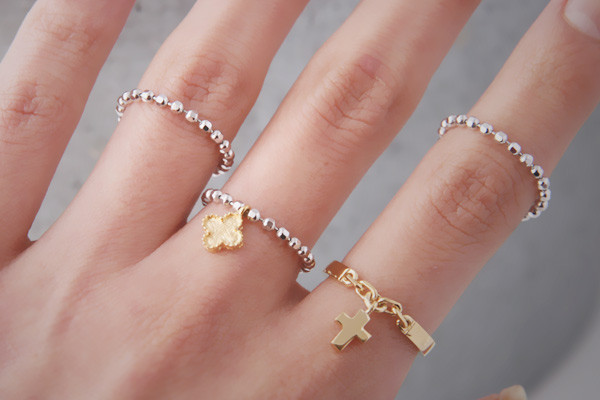 Gold Cross Charm Chain Ring Sterling Silver from kellinsilver.com
