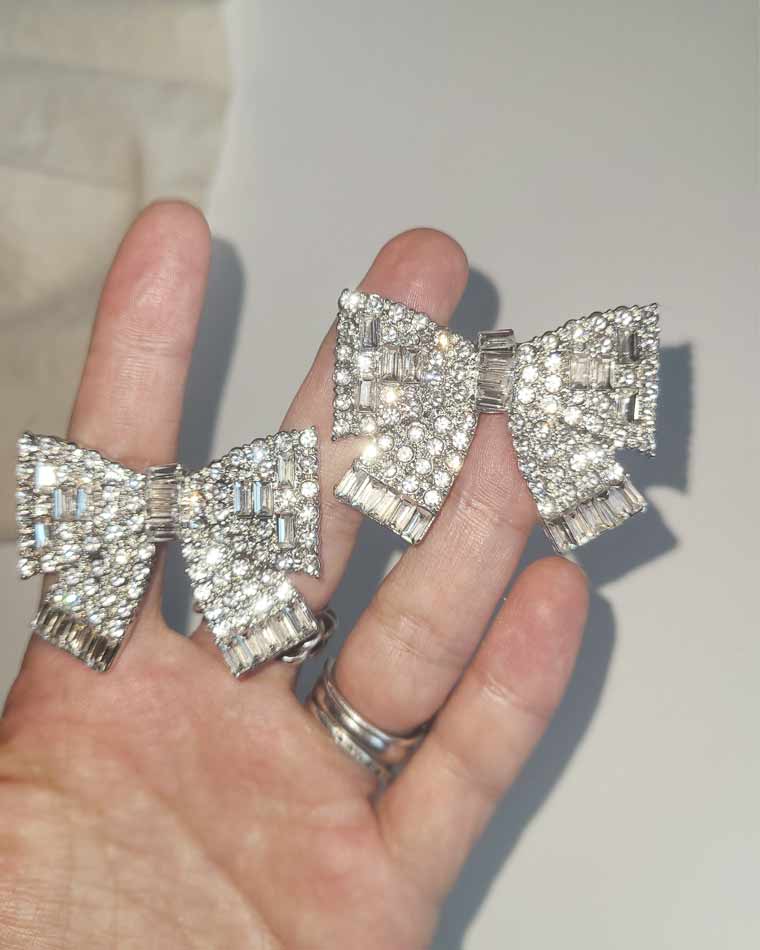 Crystal Oversize Bow Earrings - kellinsilver.com