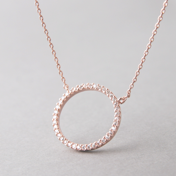 Buy COACH Open Circle Stone Necklace-Rose Gold at Ubuy India