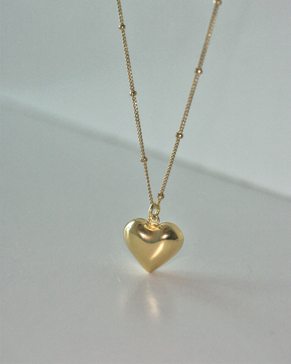 Gold 3D Heart Necklace Sterling Silver - kellinsilver.com