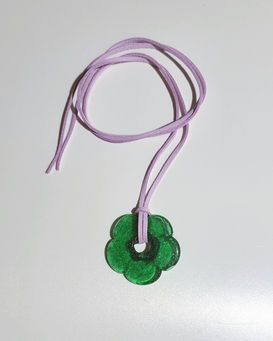 Mora Glass Green Daisy Choker Necklace in Purple Suede from kellinsilver.com