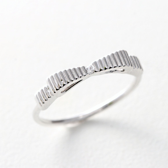 CZ Simple Bow Ring White Gold - kellinsilver.com