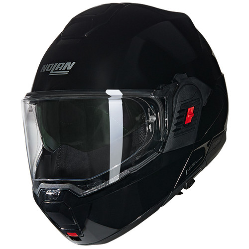 Nolan N120-1 Classico 301 Plain Gloss Black Modular Open Helmet Motorcycle Motorbike Scooter Moped Travel Sport Touring Bike Made in Italy Flip Up Open