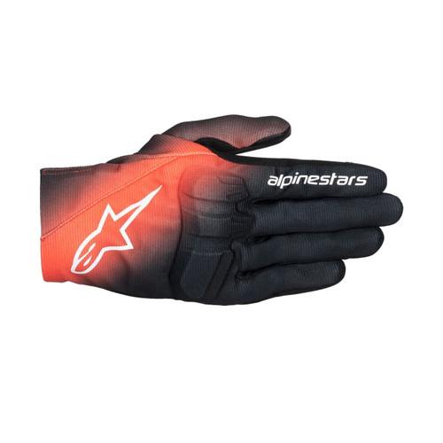 Alpinestars Reef V2 Mens Short Summer Gloves Mesh Air Black Red Motorcycle Motorbike Biker Biking Scooter Moped Protection Armour Breathable Textile Vented Lightweight Cuff
