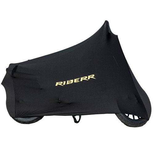 Riderr Motostretch Stretch fit Indoor Bike Cover Large Premium Black Motorcyce Motorbike Scooter Moped Protection Dust UV Resistant Storage Garage Workshop Winter