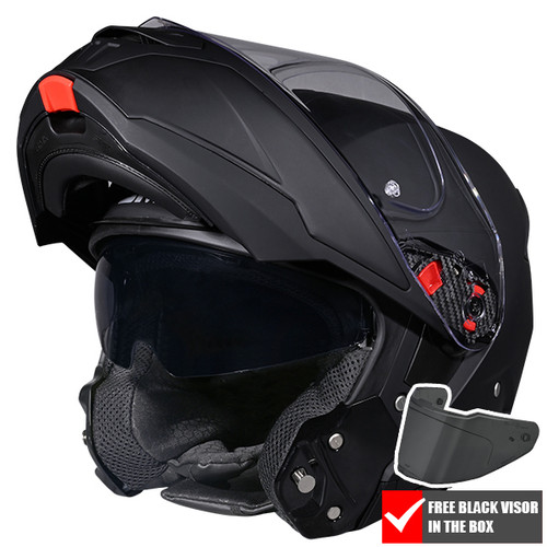 SMK Gullwing Unicolour Solid Plain MA200 Black Modular Flip Up Open Helmet Motorbike Motorcycle Safety CE Approved Road Casual Touring Commuting Entry Level Budget