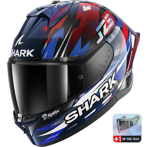 Shark Skwal Cup Replica Zarco GP De France Blue Chrome Red BUR Sport Full Face Helmet Motorcycle Motorbike Racing Spoiler Aerodynamic Graphic Comfort Safety ECE 22.06 CE