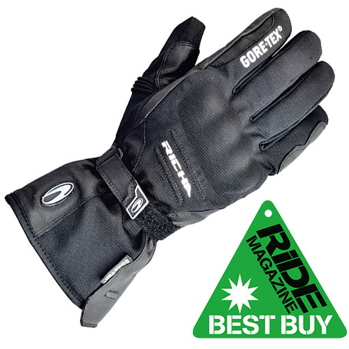 Richa Ice Polar Goretex Waterproof Mens Winter Long Gloves Black Motorcycle Motorbike Scooter Moped Riding Protection CE Warm Windproof Wind Cold Rain Wet Weather